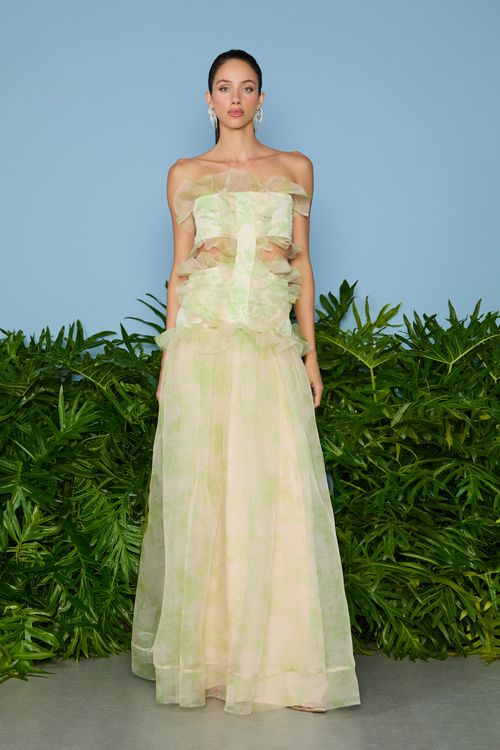Vestido Longo Joanne Babados Organza