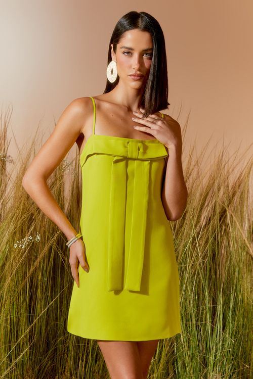 Vestido Curto Laço Decote