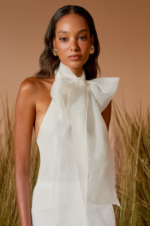 Blusa Seda Frente Única Laço