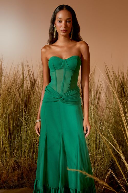 Vestido Longo Corselet Detalhe Cintura