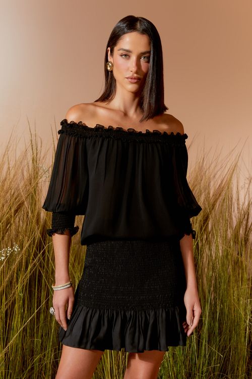 Saia Curta Lastex - Preto