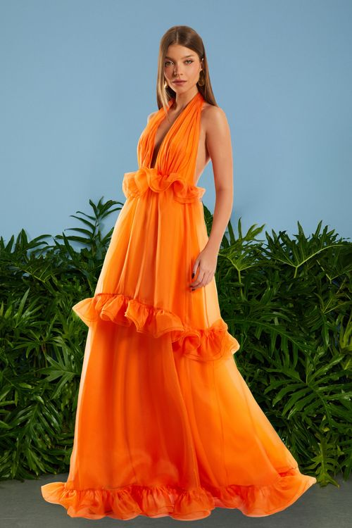 Vestido Longo Stella - Tangerina
