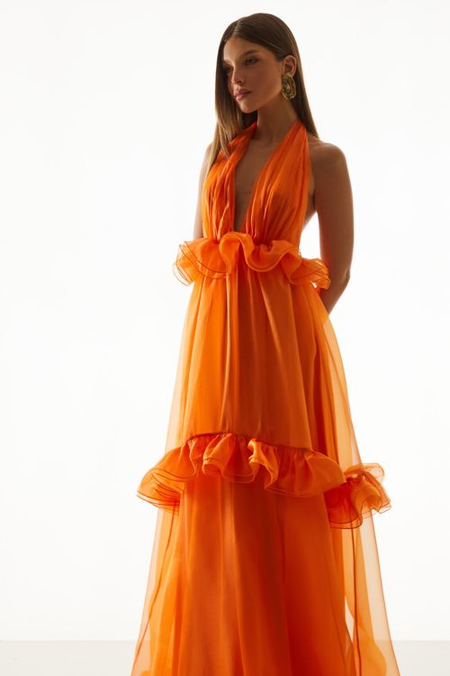 Vestido Longo Stella - Tangerina