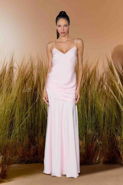 VESTIDO LONGO DRAPE LATERAL