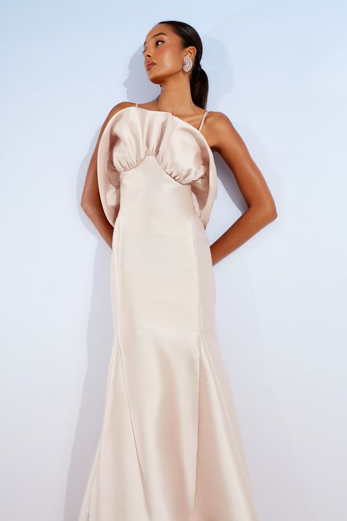 VESTIDO LONGO BABADO ESTRUTURADO