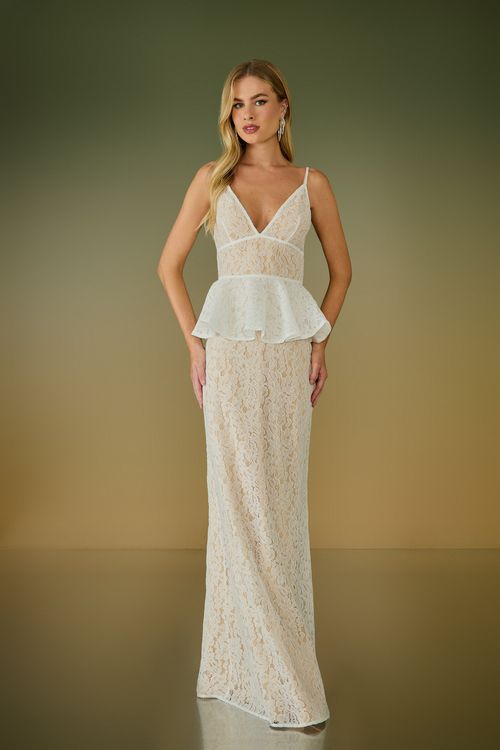 VESTIDO LONGO ARIEL RENDA PEPLUM