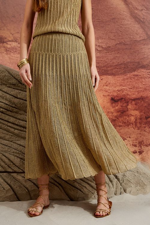 SAIA MIDI TRICOT NERVURAS