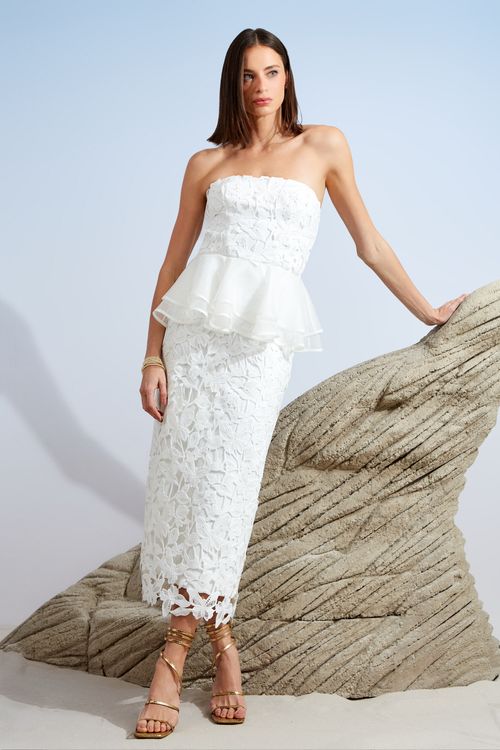 VESTIDO MIDI BASQUE GUIPURE BEL