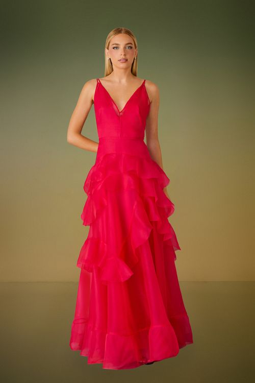 VESTIDO LONGO DIANA BABADO EM ARCO