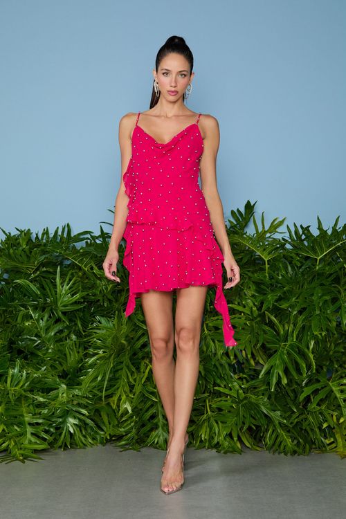 VESTIDO CURTO MARINA BABADO VERTICAL